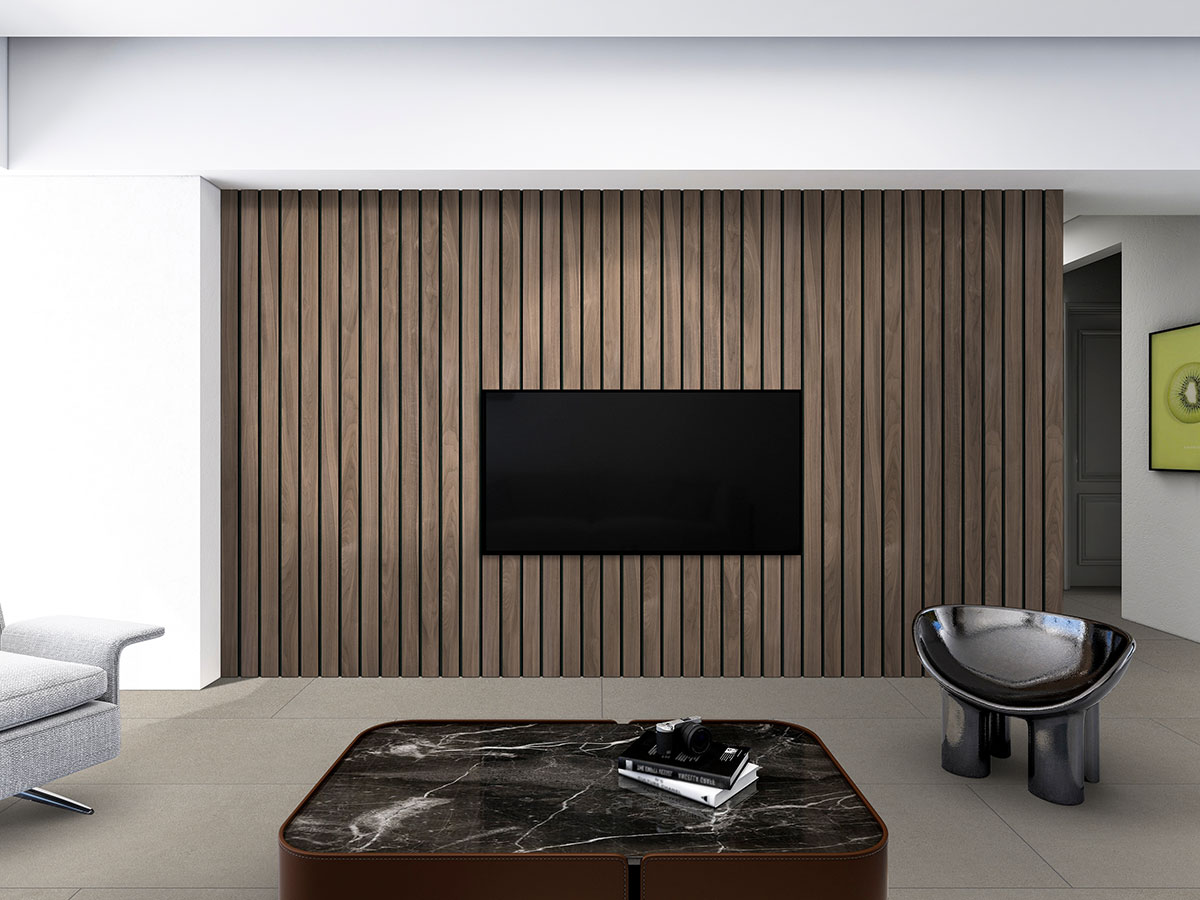 MSI Macro & Reeded Slat Panels - Tawny Macro Acoustic Wood Slat Panels 10.63 in x 94.5 in