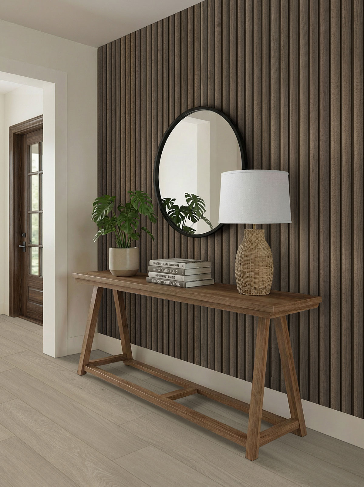 MSI Macro & Reeded Slat Panels - Tawny Reeded Acoustic Wood Slat Panels 9.5 in x 94.5 in