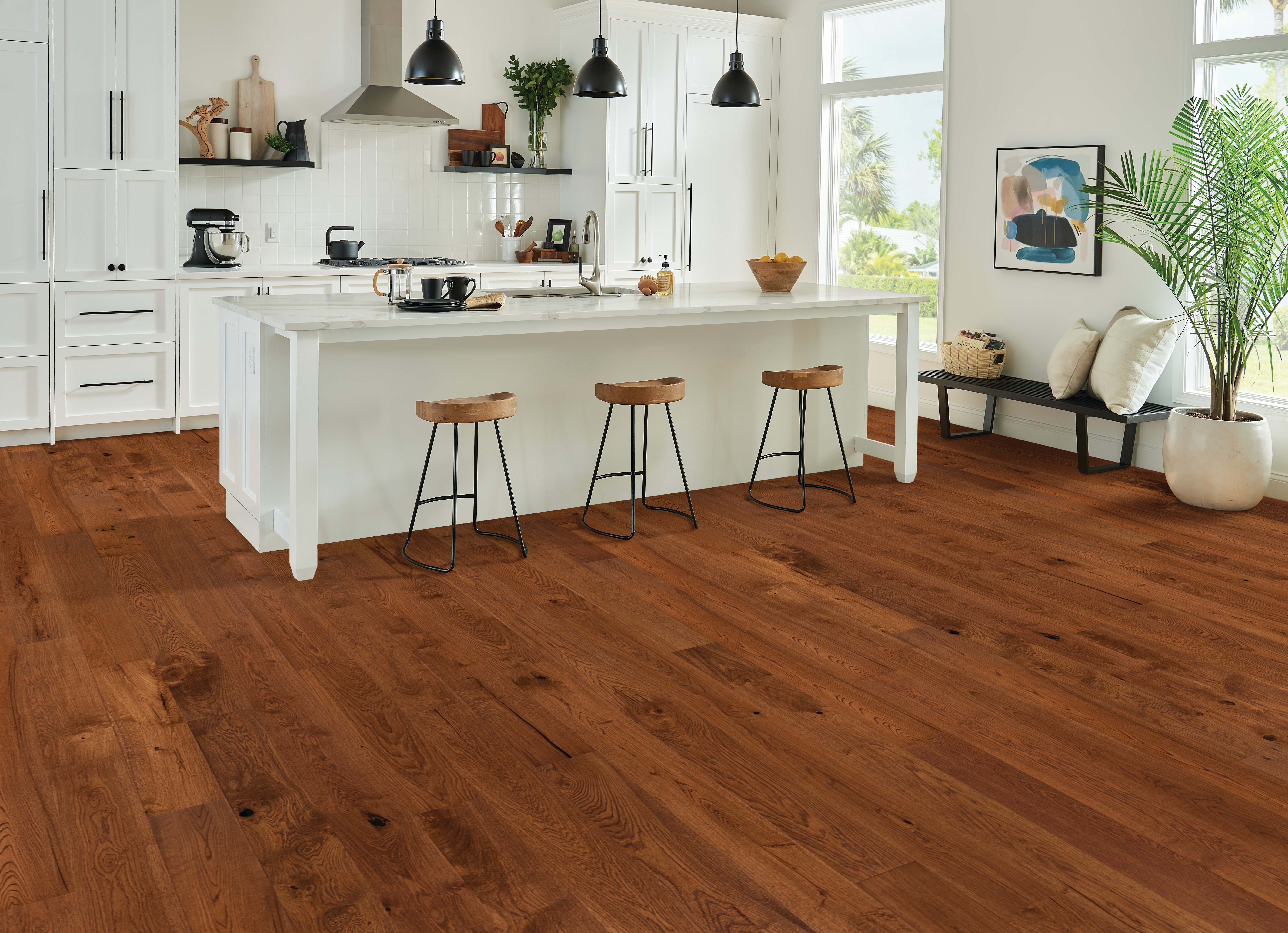 Hartco TimberBrushed - Deep Etched Dusty Ranch (Medium Brown) 7-1/2" wide 1/2" thick in White Oak