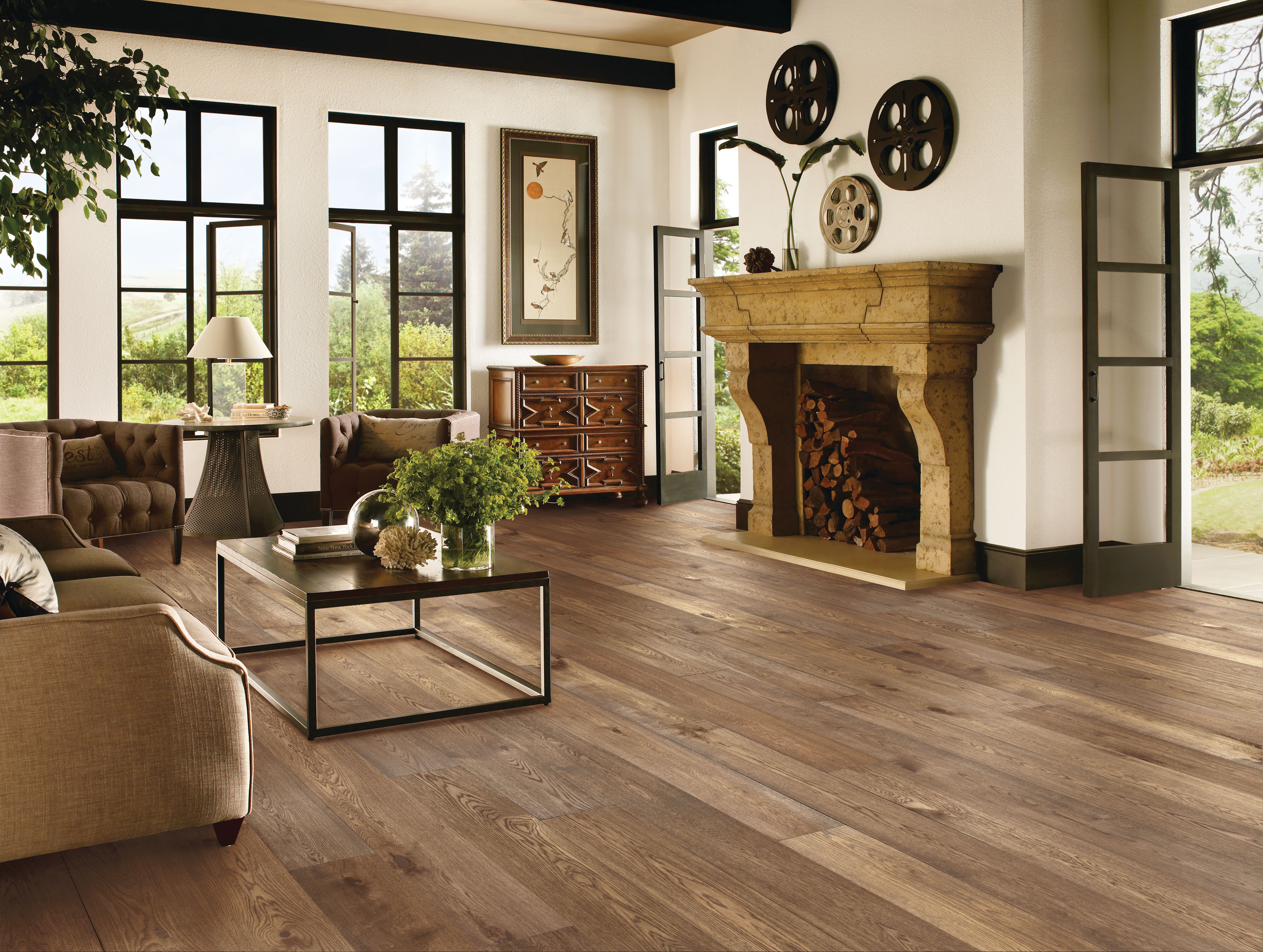 Hartco TimberBrushed - Meandering Path (Dark Brown) 9" wide 9/16" thick in White Oak