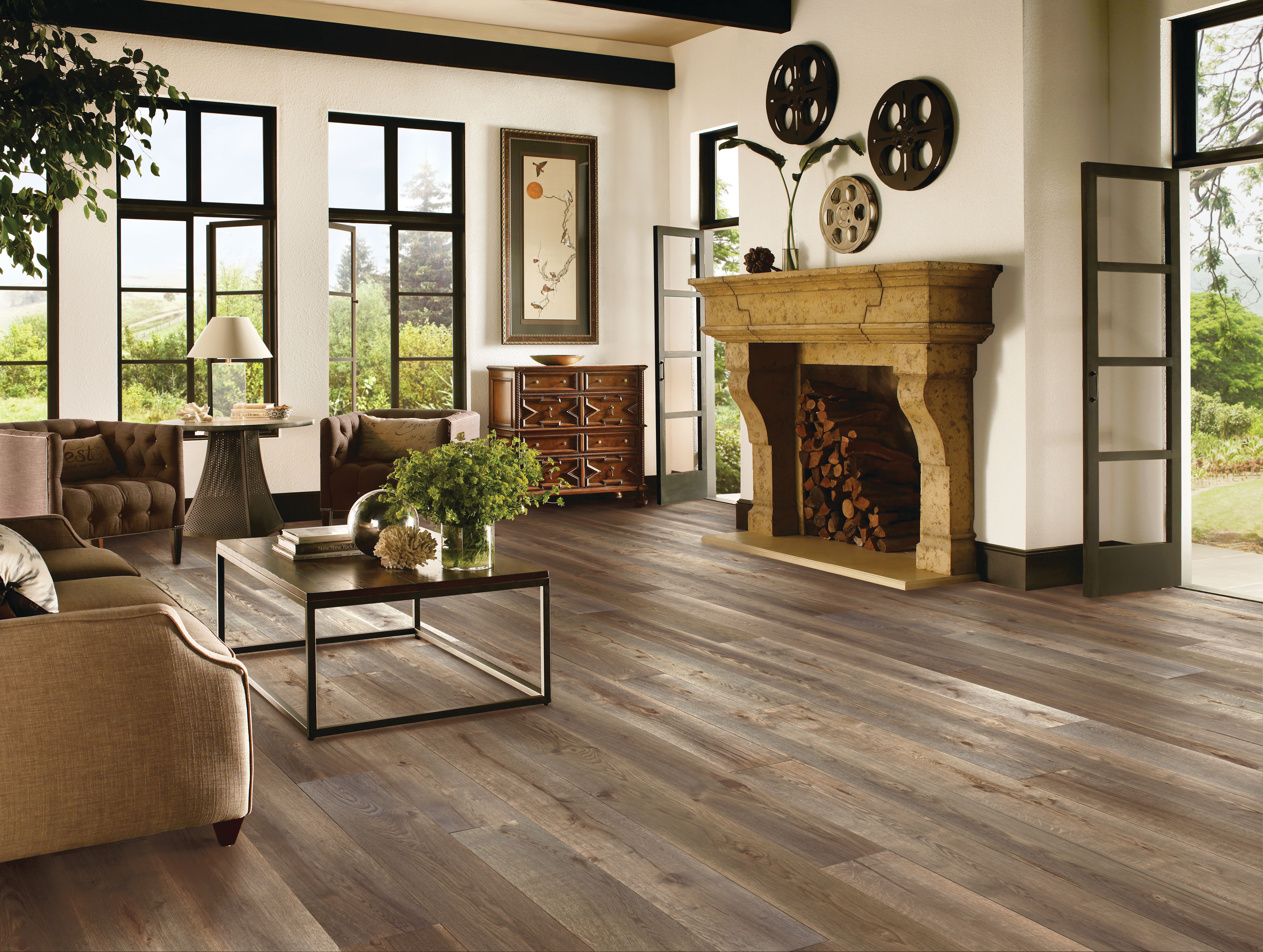 Hartco TimberBrushed - Stormy Shade (Dark Brown) 9" wide 9/16" thick in White Oak