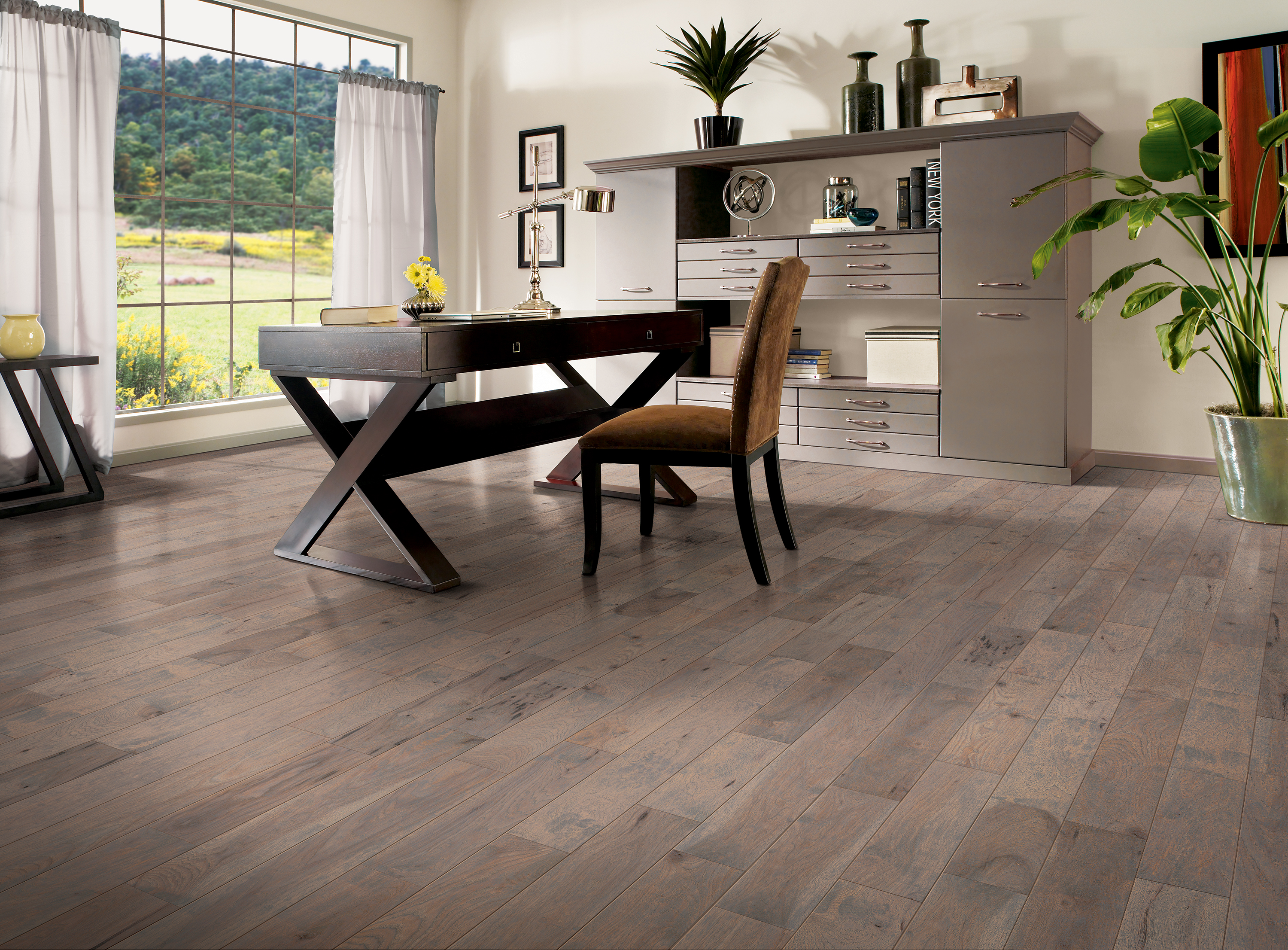 Hartco American Scrape - Ocean Mist (Medium Gray) 5" wide 3/4" thick in Hickory