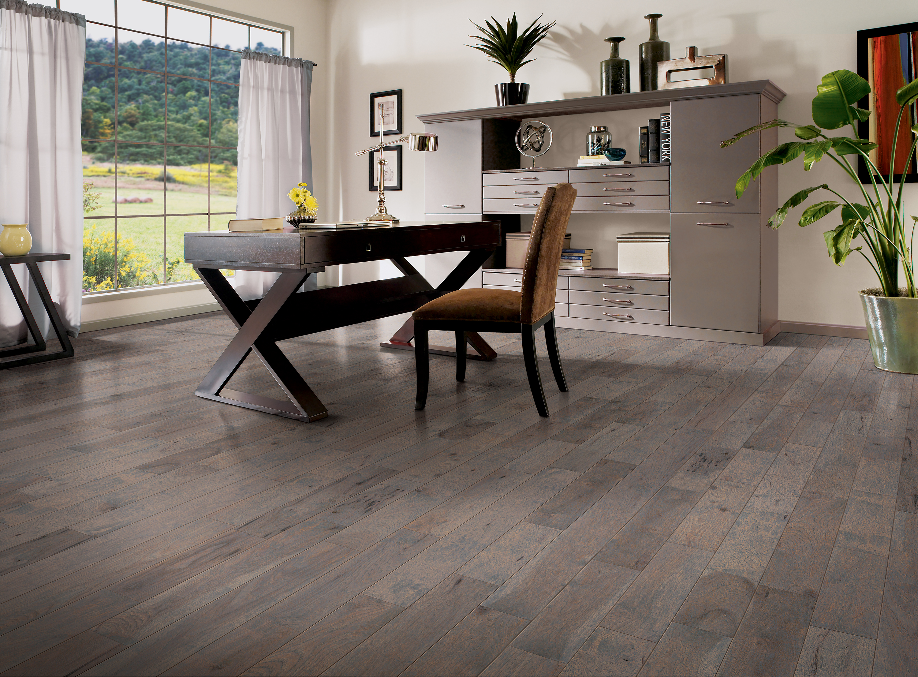 Hartco American Scrape - Summer Memory (Medium Gray) 5" wide 3/4" thick in Hickory