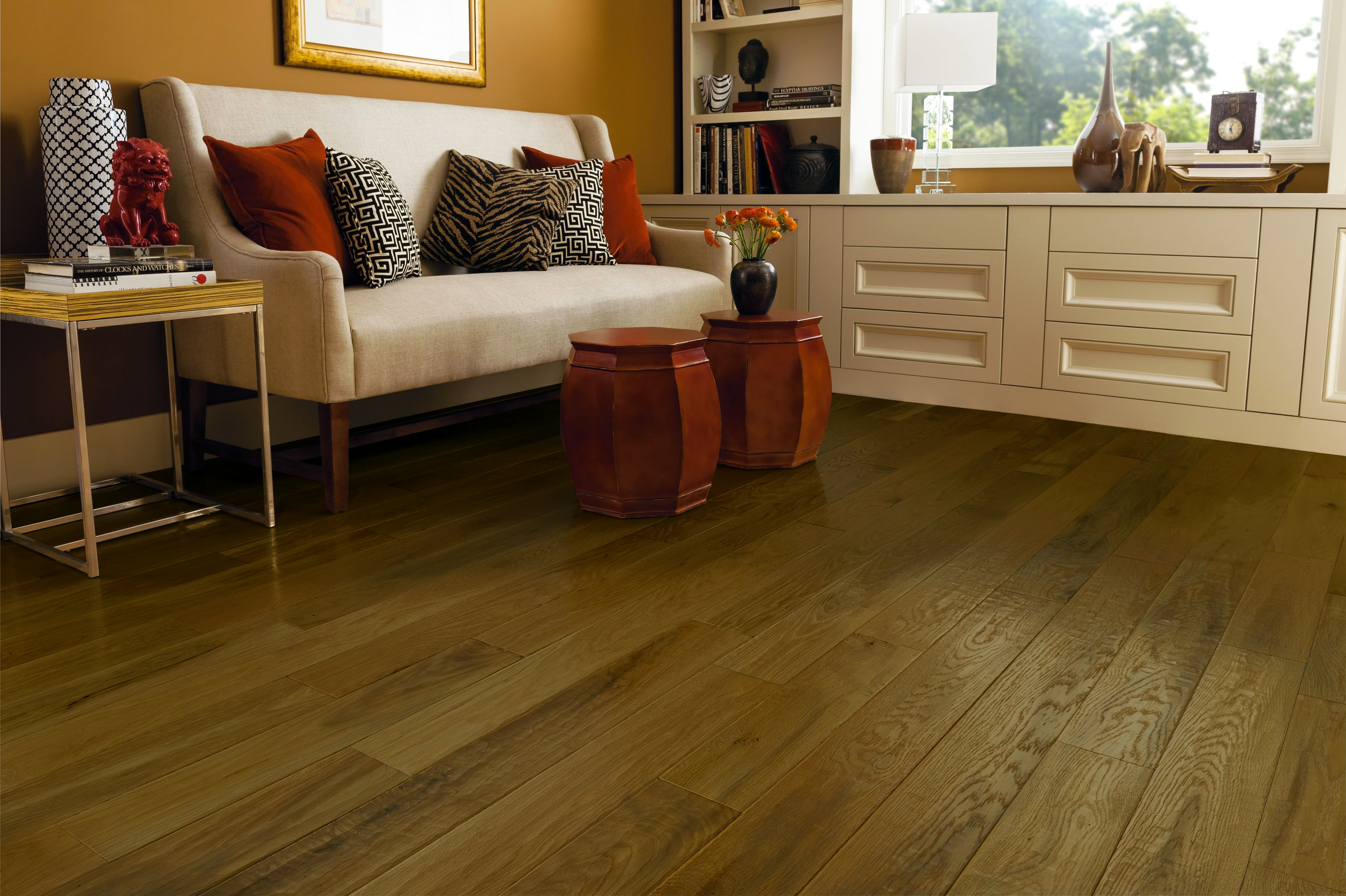 Hartco American Scrape - Great Plains (Medium Brown) 5" wide 3/4" thick in Red Oak