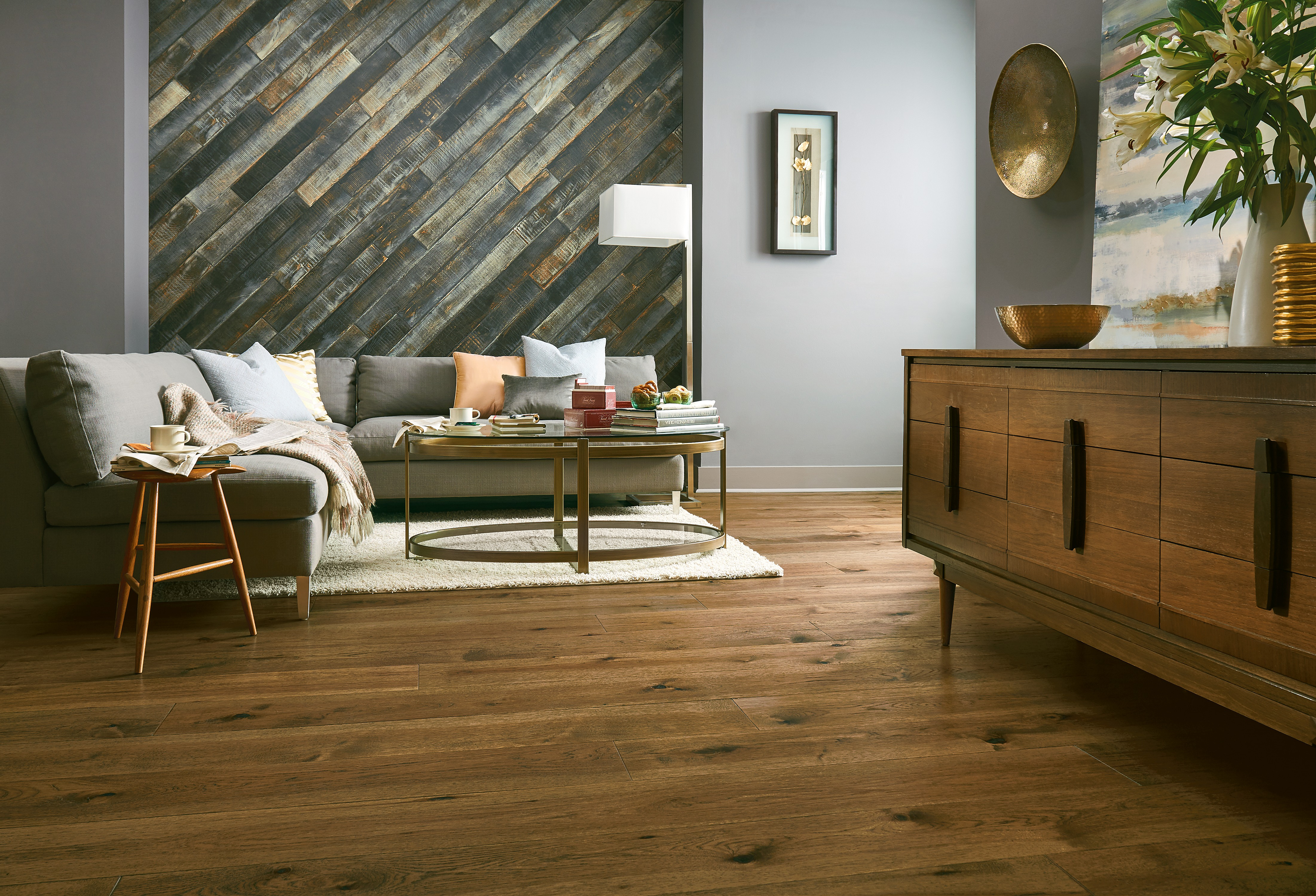 Hartco TimberBrushed - Deep Etched Timber Mill (Medium Brown) 7-1/2" wide 1/2" thick in Hickory